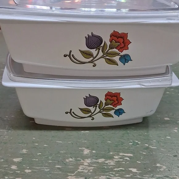 Vintage Hefty Floral Flower Leftover Food Containers Plastic With Lids 4pc Set. - Picture 9 of 9